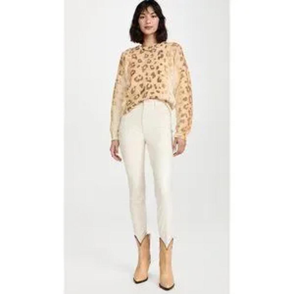Mother The Super Swooner Egret Cream Faux Leather Pants Slim Fit Size 23 NWT